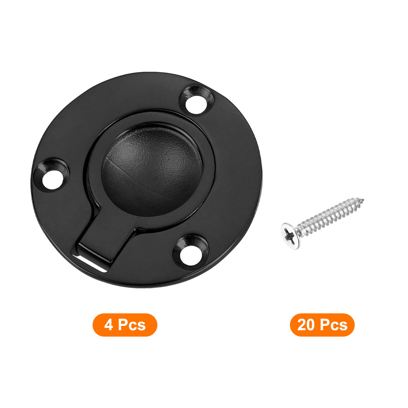 uxcell Uxcell 4Pcs Flush Ring Pull, 1.97"x1.97" Round Recessed Door Pull with Screws, Black