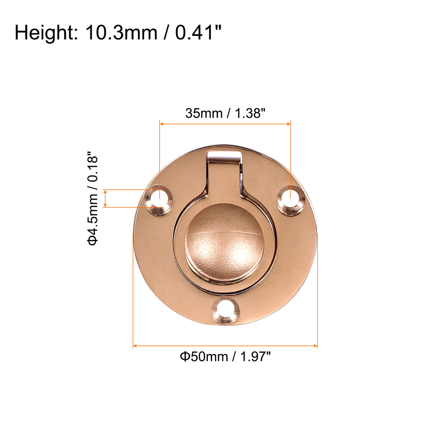 uxcell Uxcell Flush Ring Pull, 1.97"x1.97" Round Recessed Door Pull with Screws, Bronze