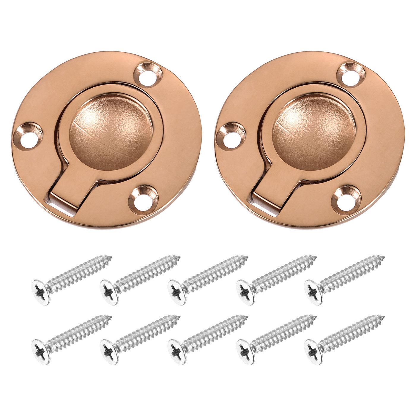 uxcell Uxcell 2Pcs Flush Ring Pull, 1.97"x1.97" Round Recessed Door Pull with Screws, Bronze