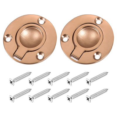 Harfington Uxcell 2Pcs Flush Ring Pull, 1.97"x1.97" Round Recessed Door Pull with Screws, Bronze