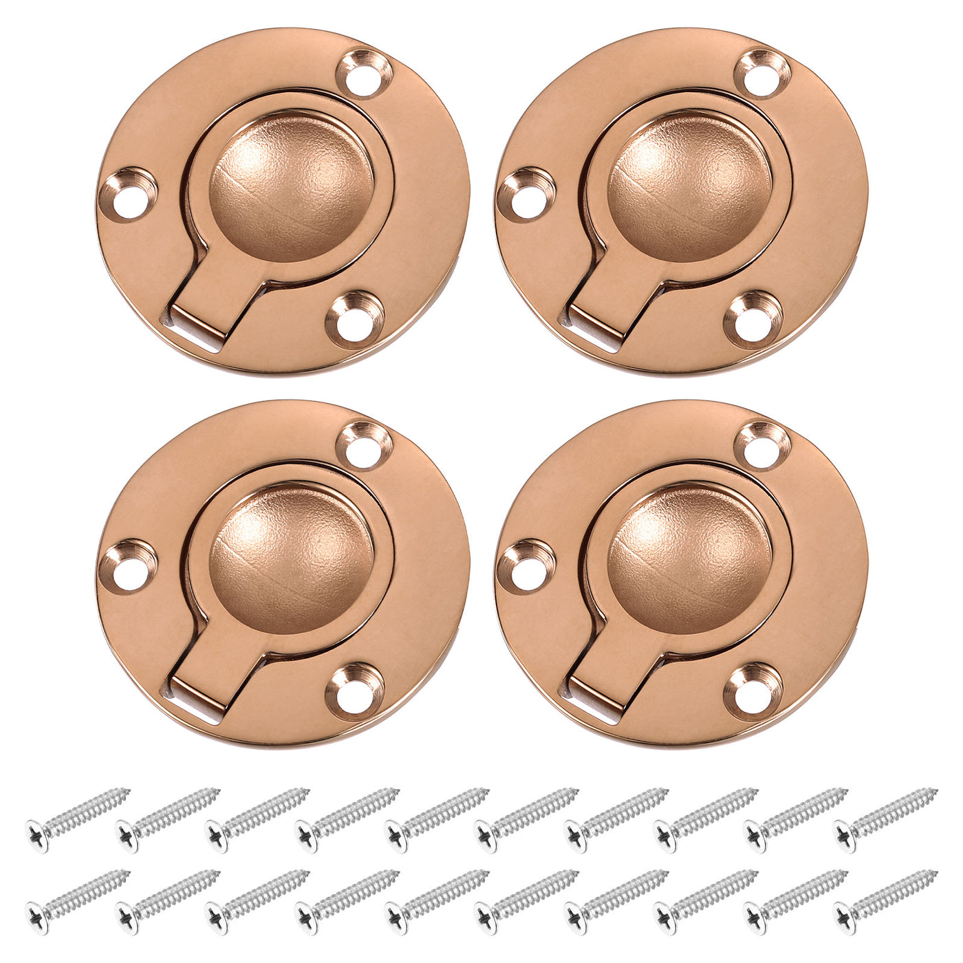 uxcell Uxcell 4Pcs Flush Ring Pull, 1.97"x1.97" Round Recessed Door Pull with Screws, Bronze