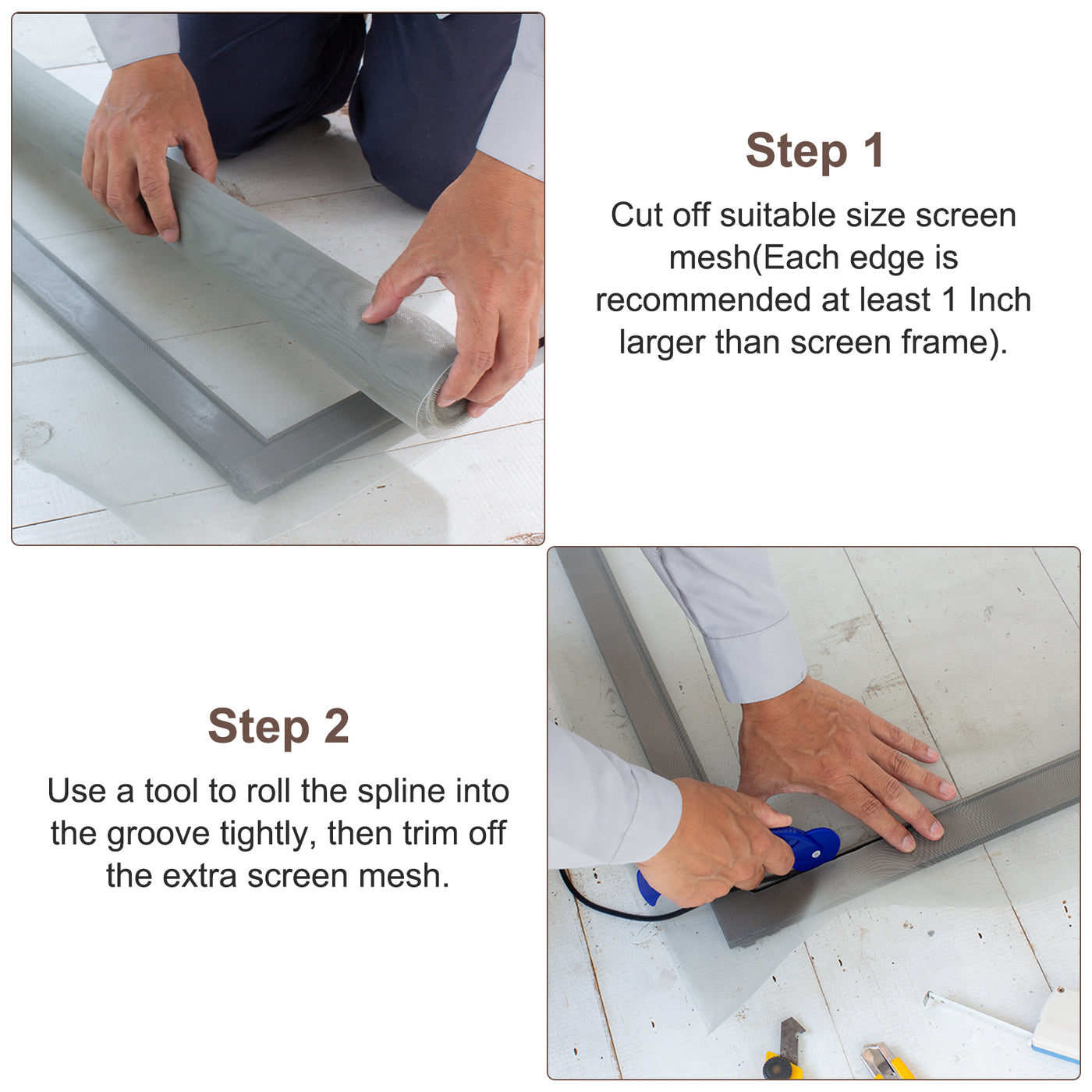 uxcell Uxcell Bildschirm-Spline, 0,09" x 9,8 ft Runder Fenster-Bildschirm-Reparatur-Spline für den Austausch von Tür- und Fenster-Bildschirmen, Grau