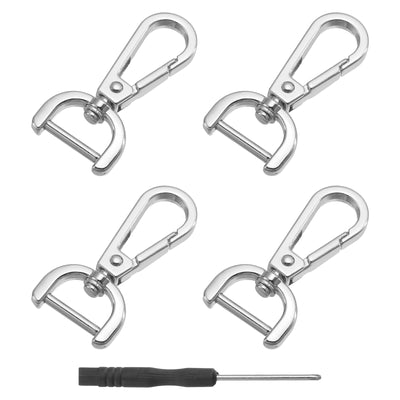 uxcell Uxcell 4Pcs Swivel Clasps, 0.6" D Ring Detachable Snap Hook with Screwdriver, Silver