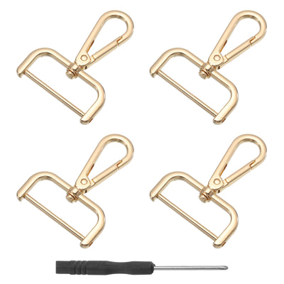 uxcell Uxcell 4Pcs Swivel Clasps, 1.5" D Ring Detachable Snap Hook with Screwdriver, Gold