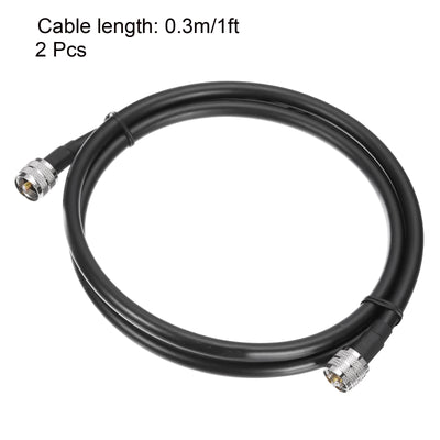 Harfington Uxcell 2Pcs RG8 CB Coax Cable Jumper Cable with Pl-259 Male to Male Connectors Low Loss CB Antenna for CB/Ham Radio 0.3m/1ft