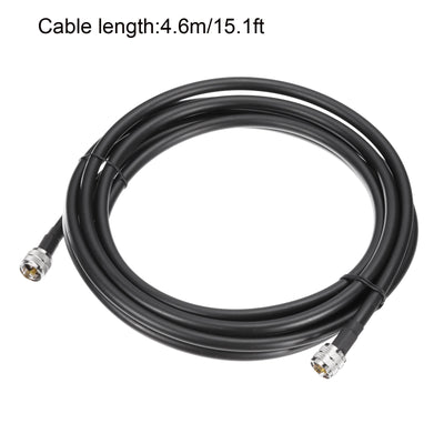 Harfington Uxcell RG8/U Coax Cable with Pl-259 Male Connectors for CB/Ham Radio 4.6m/15.1ft