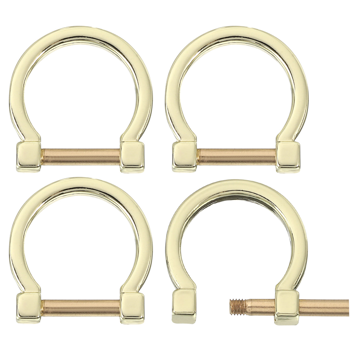 uxcell Uxcell D-Rings with Screw Shackle, 4Pcs 13mm U Shape D Ring for Bag DIY, Gold