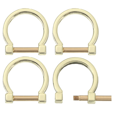 Harfington Uxcell D-Rings with Screw Shackle, 4Pcs 13mm U Shape D Ring for Bag DIY, Gold