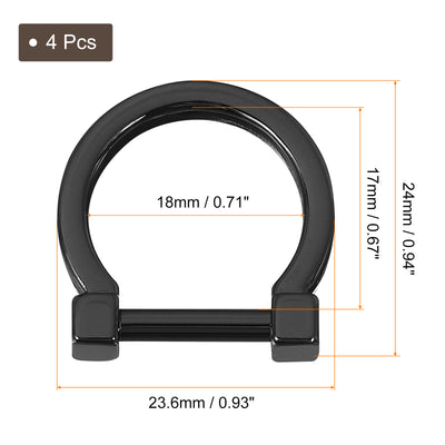 Harfington Uxcell D-Rings with Screw Shackle, 4Pcs 13mm U Shape D Ring for Bag DIY, Black