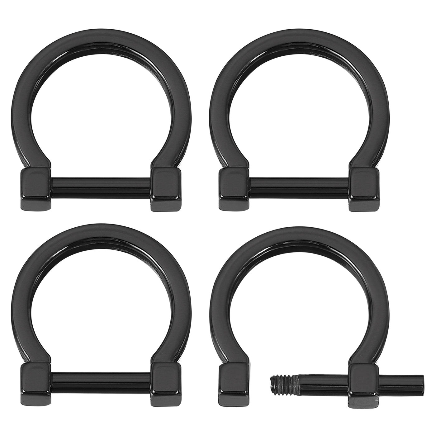 uxcell Uxcell D-Rings with Screw Shackle, 4Pcs 13mm U Shape D Ring for Bag DIY, Black