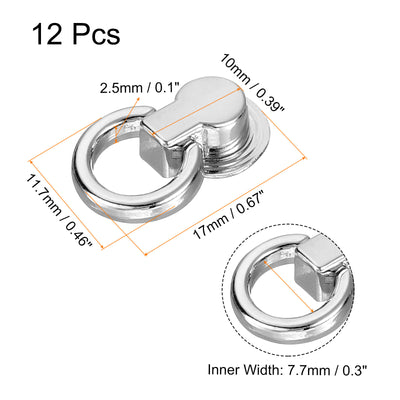 Harfington Uxcell Kugelbolzen-Niete, 12 Stück Niete Schraube Kugelkopf Knöpfe mit D-Ring für Taschenkettenverbinder DIY Kunstlederhandwerk, 7,7 mm Silber