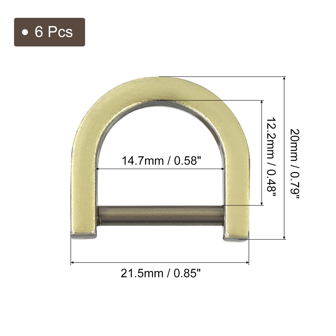 uxcell Uxcell D-Rings Screw in Shackle, 6Pcs 14.7mm U Shape D Ring for Purse Bag DIY, Bronze