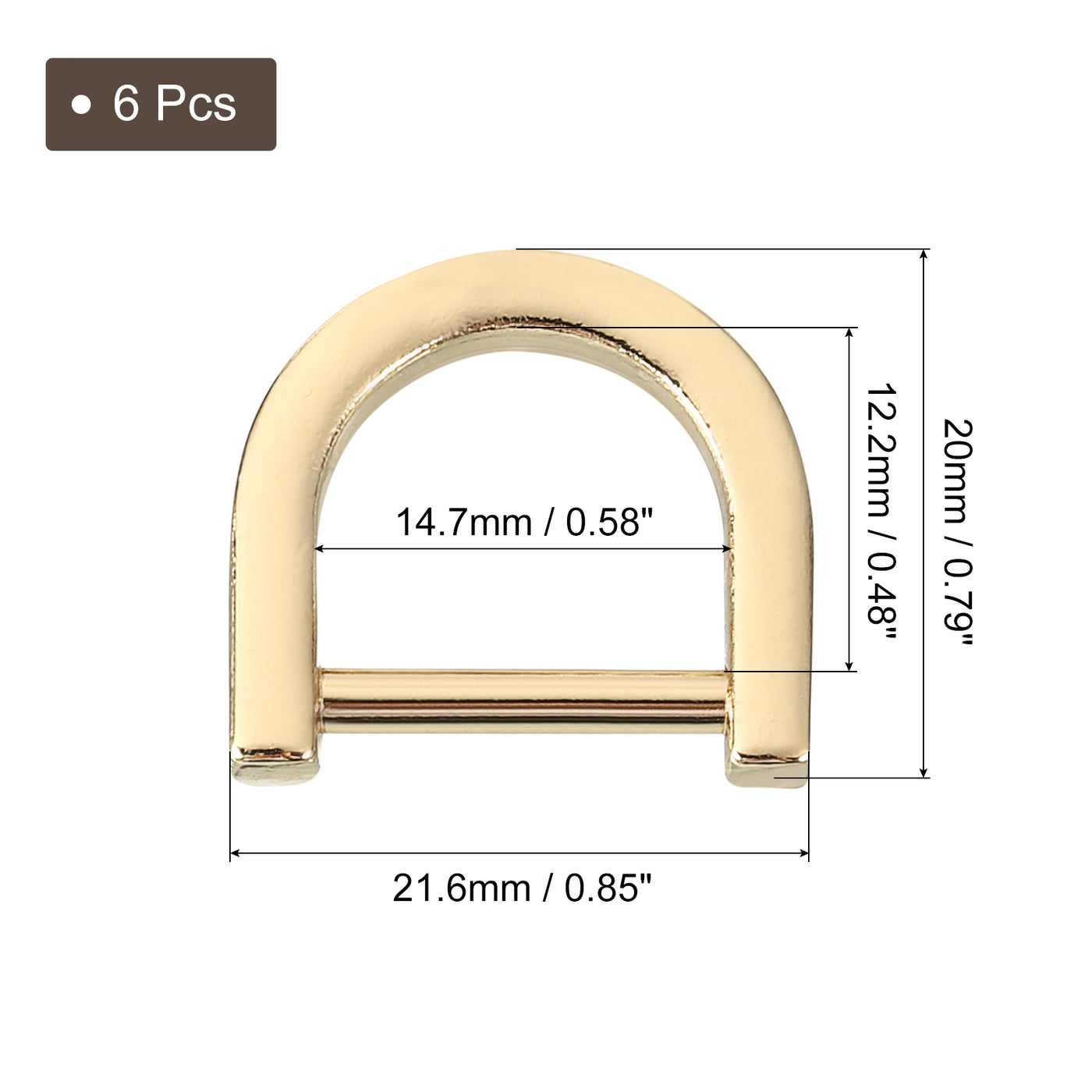 uxcell Uxcell D-Rings Screw in Shackle, 6Pcs 14.7mm U Shape D Ring for Purse Bag DIY, Gold