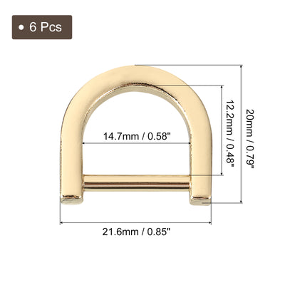 Harfington Uxcell D-Rings Screw in Shackle, 6Pcs 14.7mm U Shape D Ring for Purse Bag DIY, Gold