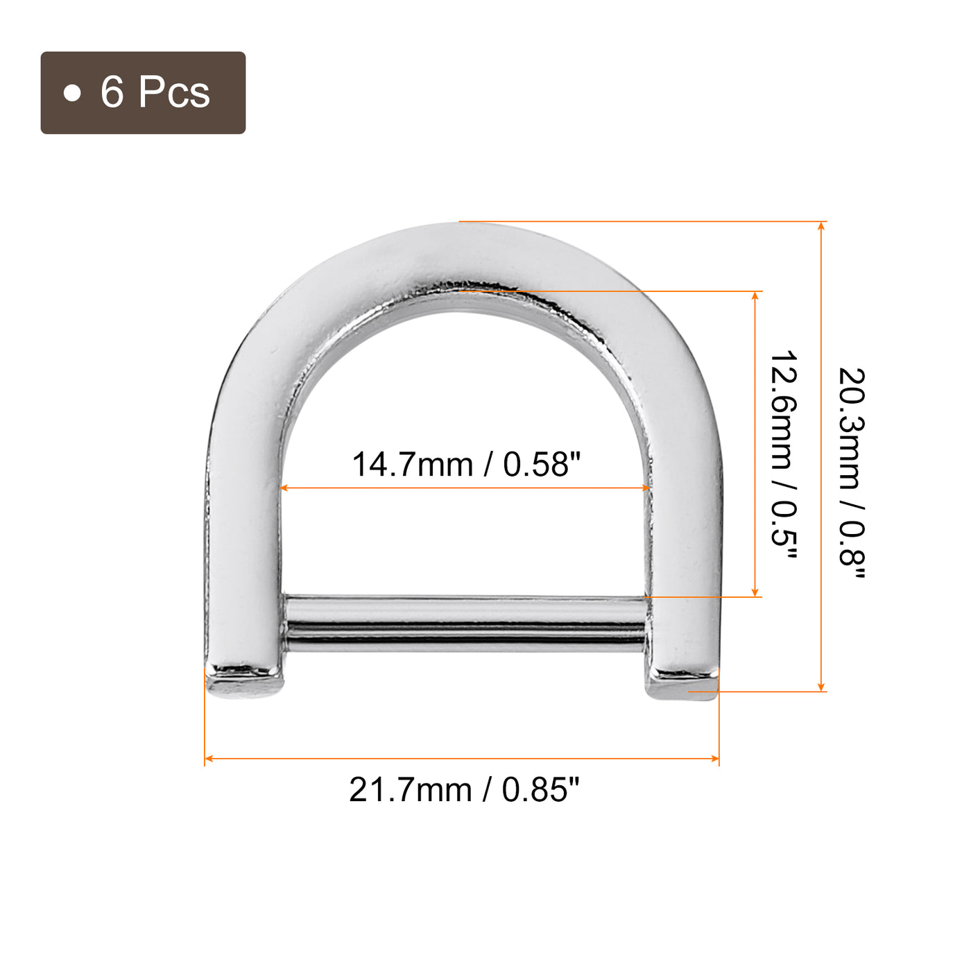 uxcell Uxcell D-Rings Screw in Shackle, 6Pcs 14.7mm U Shape D Ring for Purse Bag DIY, Silver