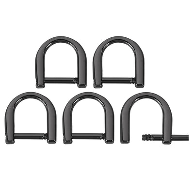 Harfington Uxcell D-Rings Screw in Shackle, 5Pcs 9mm U Shape D Ring for Purse Bag DIY, Black