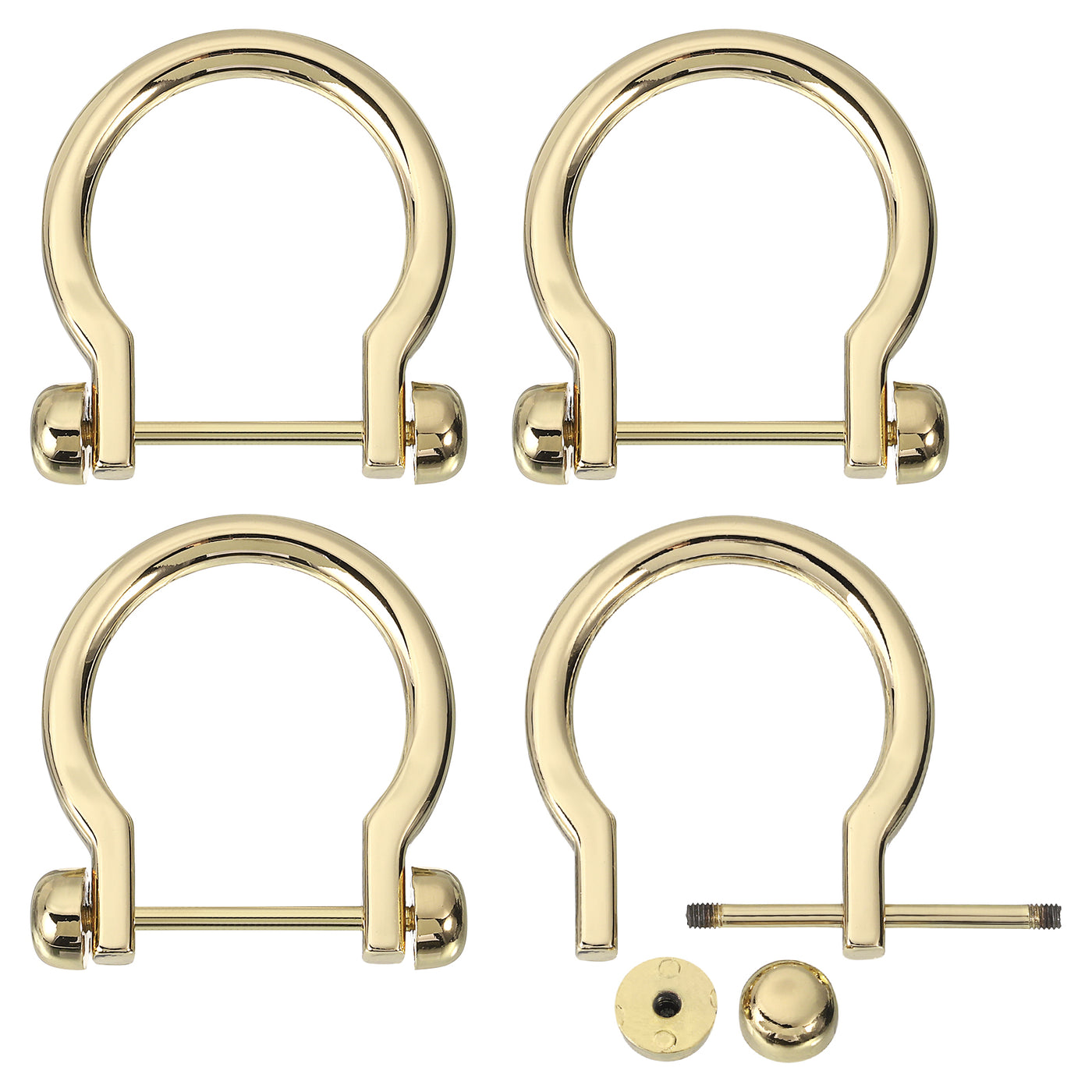 uxcell Uxcell D-Rings Screw in Shackle, 4Pcs 22.5mm U Shape D Ring for Purse Bag DIY, Gold