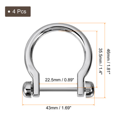 Harfington Uxcell D-Rings Screw in Shackle, 4Pcs 22.5mm U Shape D Ring for Purse Bag DIY, Silver