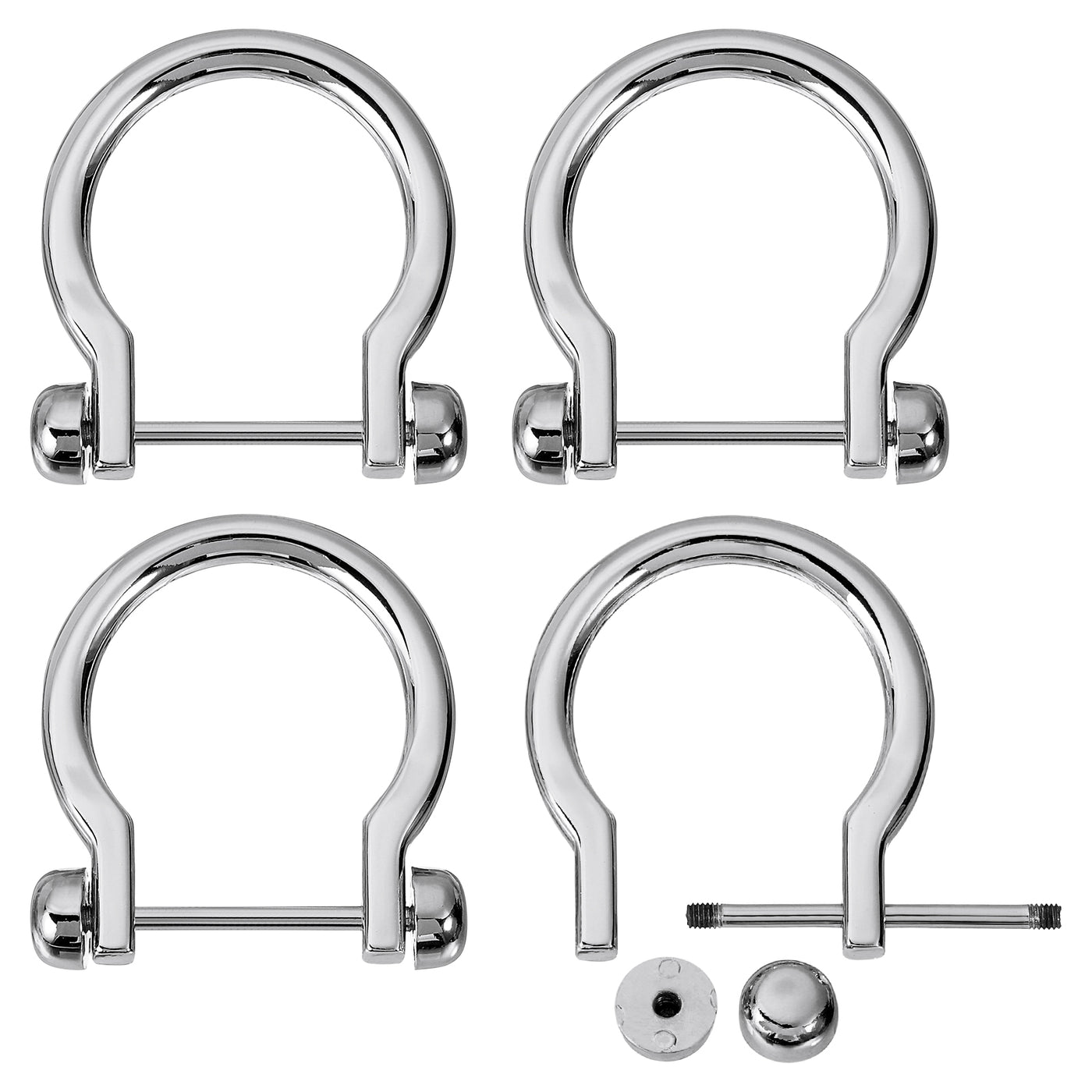 uxcell Uxcell D-Rings Screw in Shackle, 4Pcs 22.5mm U Shape D Ring for Purse Bag DIY, Silver