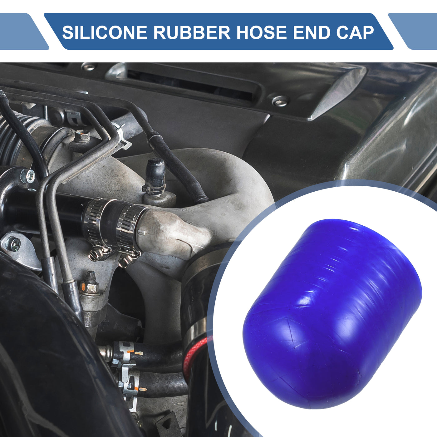 X AUTOHAUX 1 Pcs 30mm Length 30mm/1.18" ID Blue Car Silicone Rubber Hose End Cap Silicone Reinforced Blanking Cap for Bypass Tube Universal