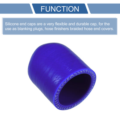 Harfington 1 Pcs 30mm Length 30mm/1.18" ID Blue Car Silicone Rubber Hose End Cap Silicone Reinforced Blanking Cap for Bypass Tube Universal