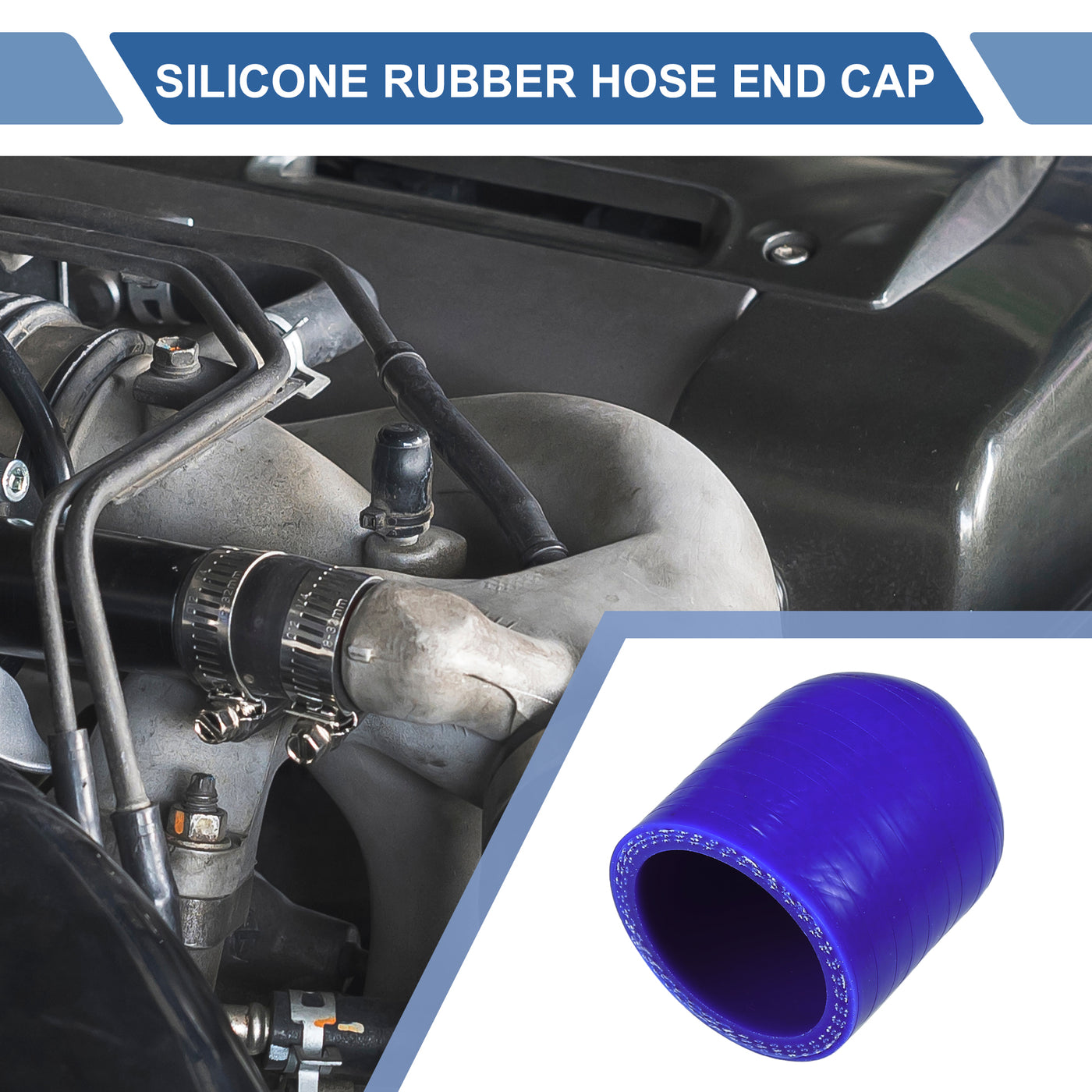 X AUTOHAUX 1 Pcs 30mm Length 30mm/1.18" ID Blue Car Silicone Rubber Hose End Cap Silicone Reinforced Blanking Cap for Bypass Tube Universal