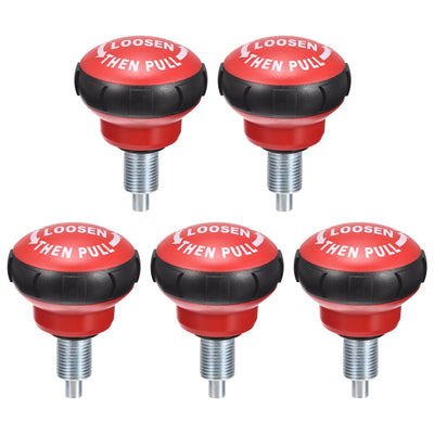 Harfington Uxcell Pull Pin Spring Knobs Replacement Parts, M16 Exercise Bike Adjustment Pull Pin Knob for Home Fitness Height Adjustment, Black Red 5Pcs