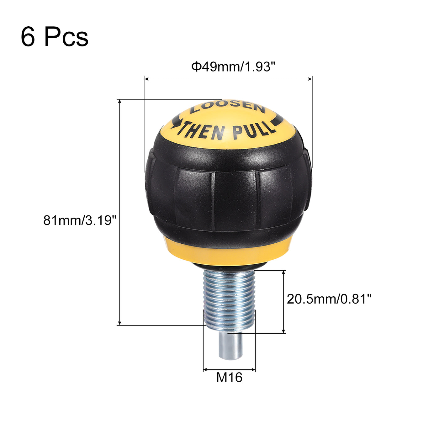 uxcell Uxcell Fitness Equipment Pull Pin Spring Knob, M16 Adjustment Fitness Pull Pin Knob for Fitness Equipment Bicycle Equipment, Black Yellow 6Pcs