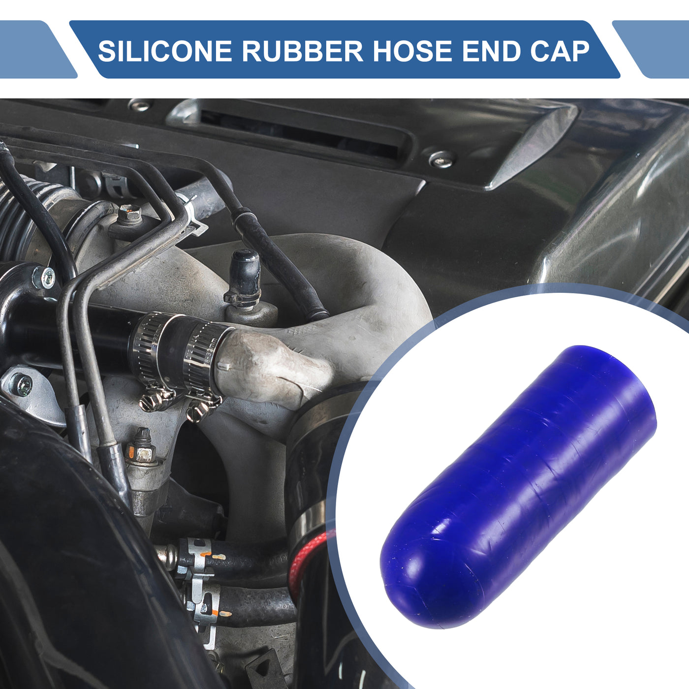 X AUTOHAUX 1 Pcs 30mm Length 8mm/0.31" ID Blue Red Car Silicone Rubber Hose End Cap with Clamps Silicone Reinforced Blanking Cap for Bypass Tube Universal