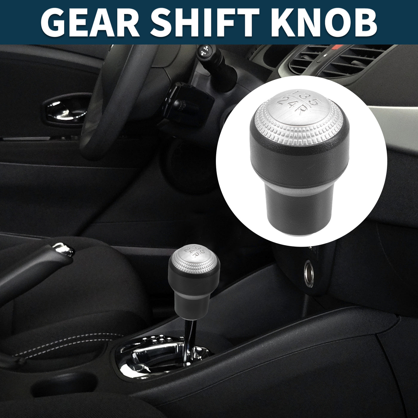 TUCKBOLD 5 Speed Manual Gear Shifter Knob for Hyundai Ix35 Ab Durable | Front Automotive Gearbox Stick Shifter Lever Knob Black and Silver Tone Plastic 1 Pcs