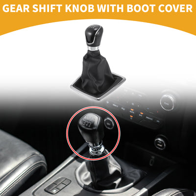 Harfington 5 Speed Manual Gear Shifter Knob with Cover - Car Shift Lever Knob  with Cover - for Ford Focus MK2 C-MAX 2006-2011 Plastic Faux Leather Black - 1 Pc