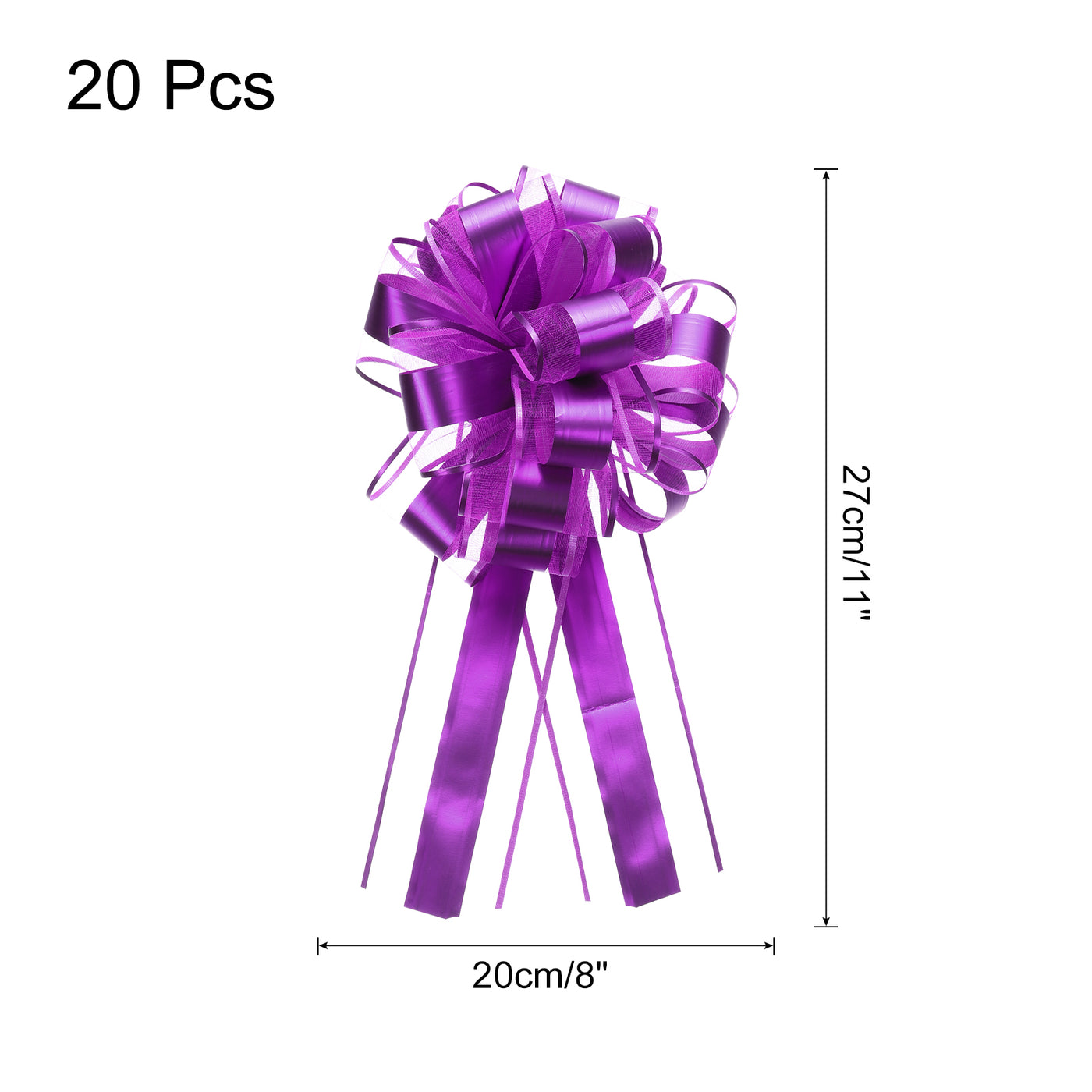 uxcell Uxcell 20pcs 11" Large Pull Bow Metallic Gift Wrapping Bows Ribbon Deep Purple