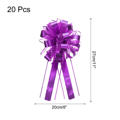 Harfington Uxcell 20pcs 11" Large Pull Bow Metallic Gift Wrapping Bows Ribbon Deep Purple