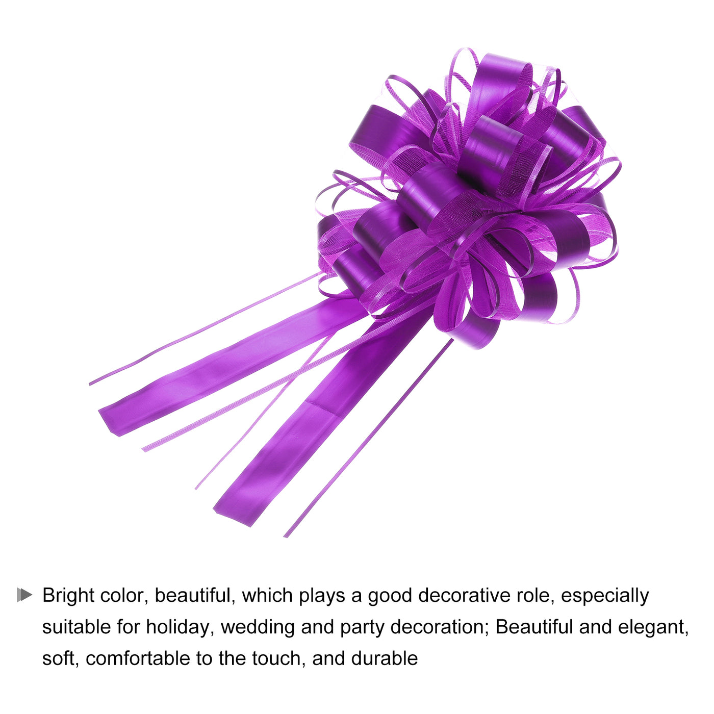 uxcell Uxcell 20pcs 11" Large Pull Bow Metallic Gift Wrapping Bows Ribbon Deep Purple