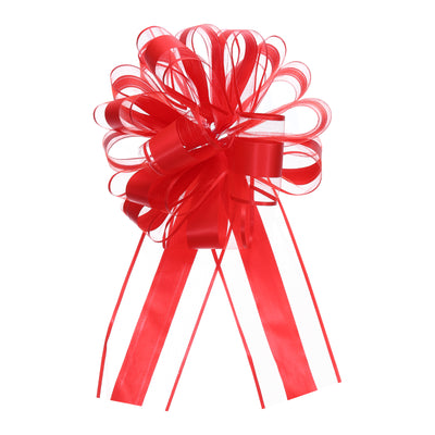 Harfington 20pcs 8 Inch Large Pull Bow Organza Gift Wrapping Bows Ribbon, Red
