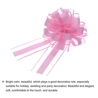 Harfington 20pcs 8 Inch Large Pull Bow Organza Gift Wrapping Bows Ribbon, Pink