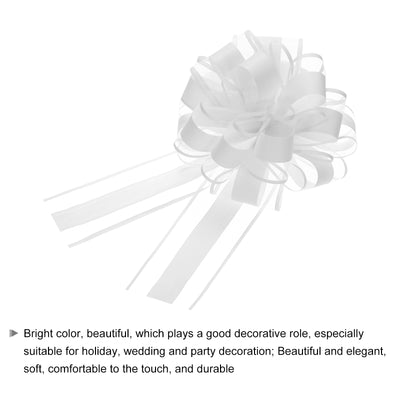 Harfington 20pcs 8 Inch Large Pull Bow Organza Gift Wrapping Bows Ribbon, White