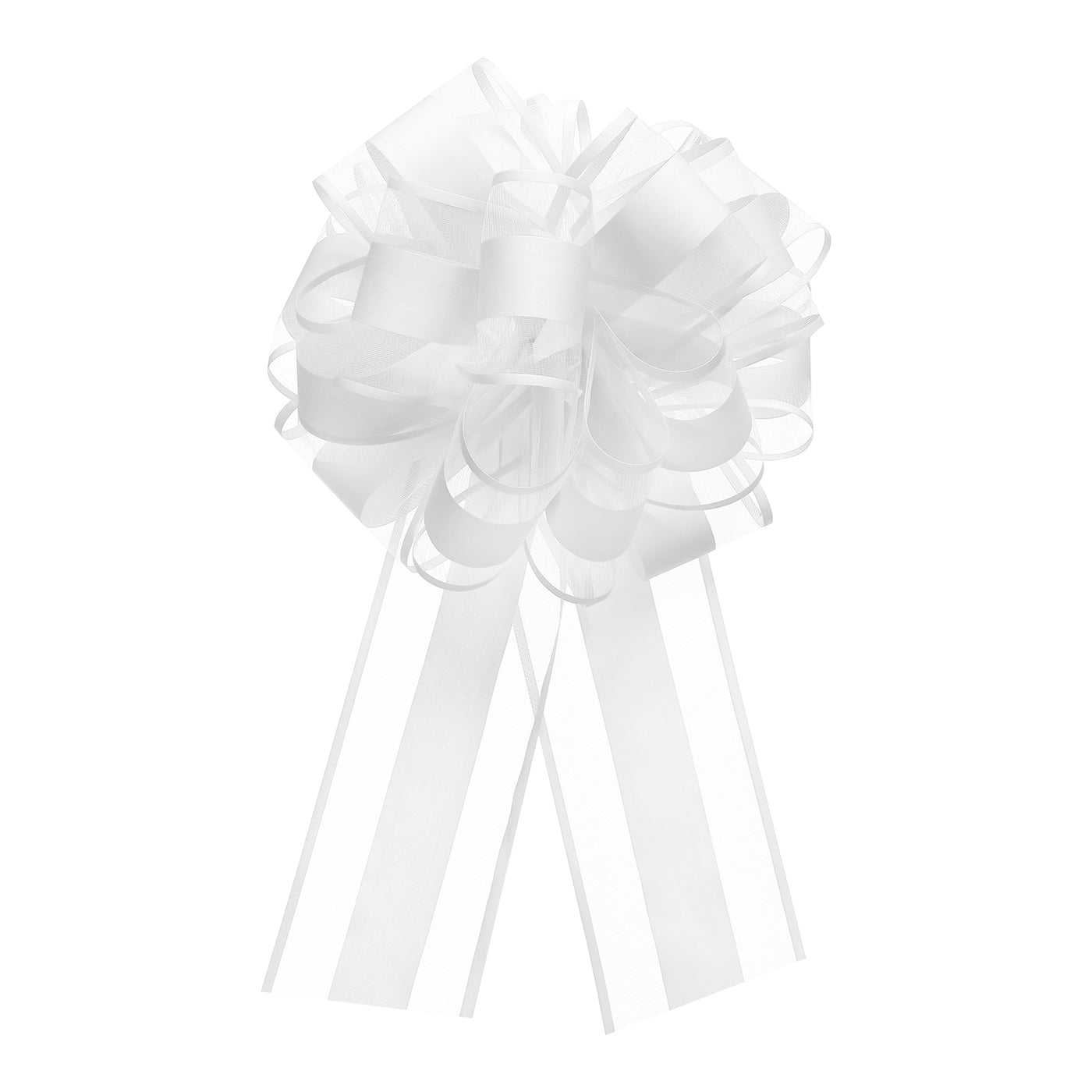 Harfington 20pcs 8 Inch Large Pull Bow Organza Gift Wrapping Bows Ribbon, White