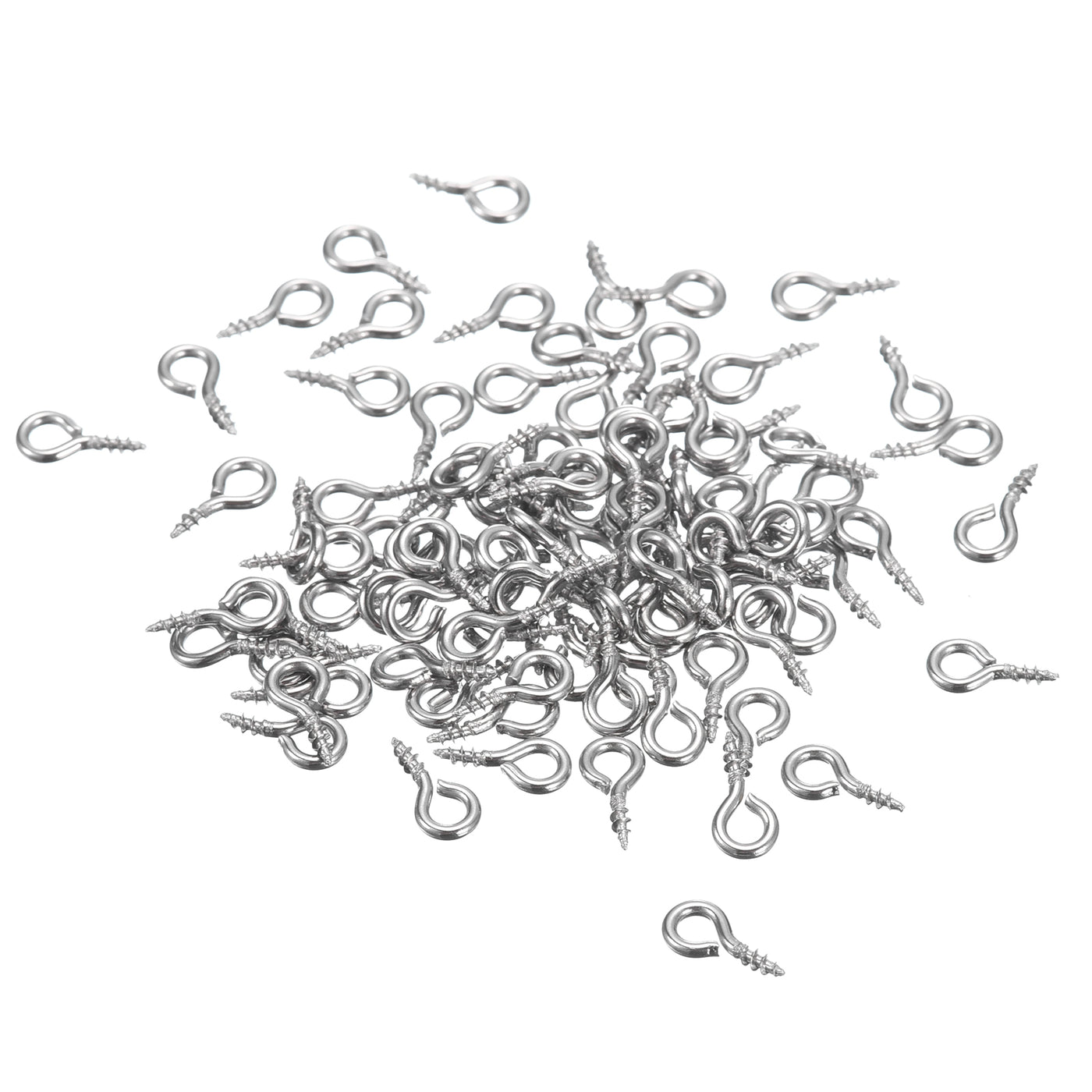 uxcell Uxcell 300Pcs 304 Stainless Steel 8x4mm Small Eye Screws Mini Eye Pins, Silver