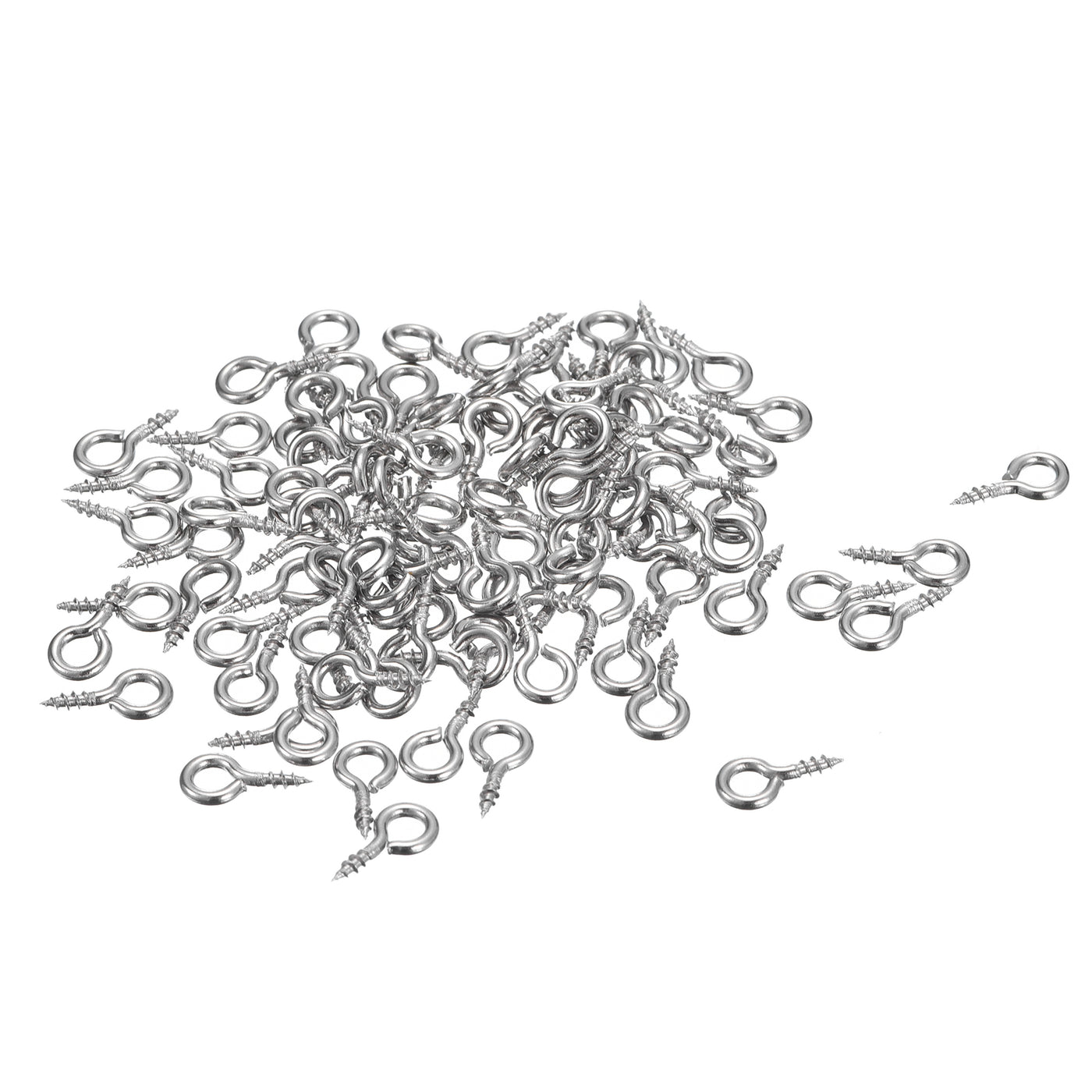 uxcell Uxcell 500Pcs 304 Stainless Steel 10x5mm Small Eye Screws Mini Eye Pins, Silver