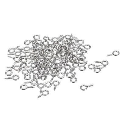 Harfington Uxcell 500Pcs 304 Stainless Steel 10x5mm Small Eye Screws Mini Eye Pins, Silver