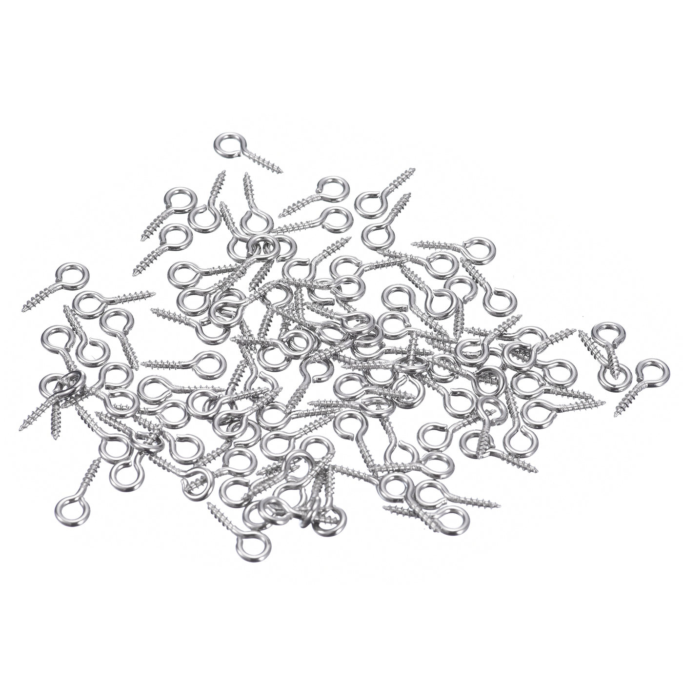 uxcell Uxcell 500Pcs 304 Stainless Steel 12x5mm Small Eye Screws Mini Eye Pins, Silver