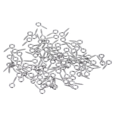 Harfington Uxcell 500Pcs 304 Stainless Steel 12x5mm Small Eye Screws Mini Eye Pins, Silver