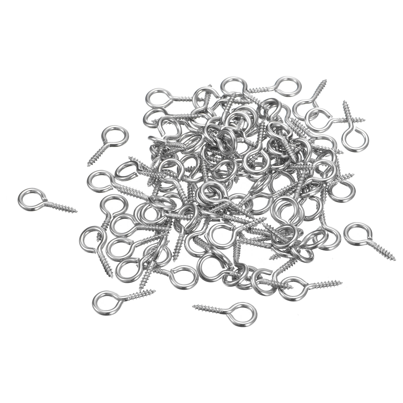 uxcell Uxcell 500Pcs 304 Stainless Steel 15x7mm Small Eye Screws Mini Eye Pins, Silver