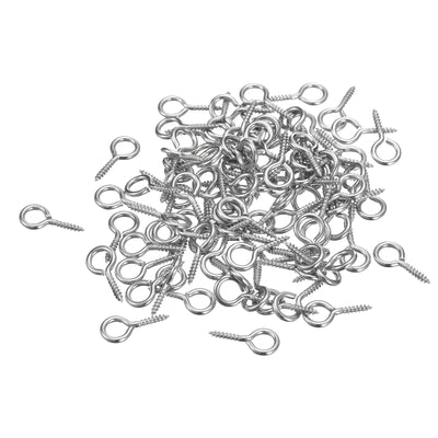 Harfington Uxcell 500Pcs 304 Stainless Steel 15x7mm Small Eye Screws Mini Eye Pins, Silver