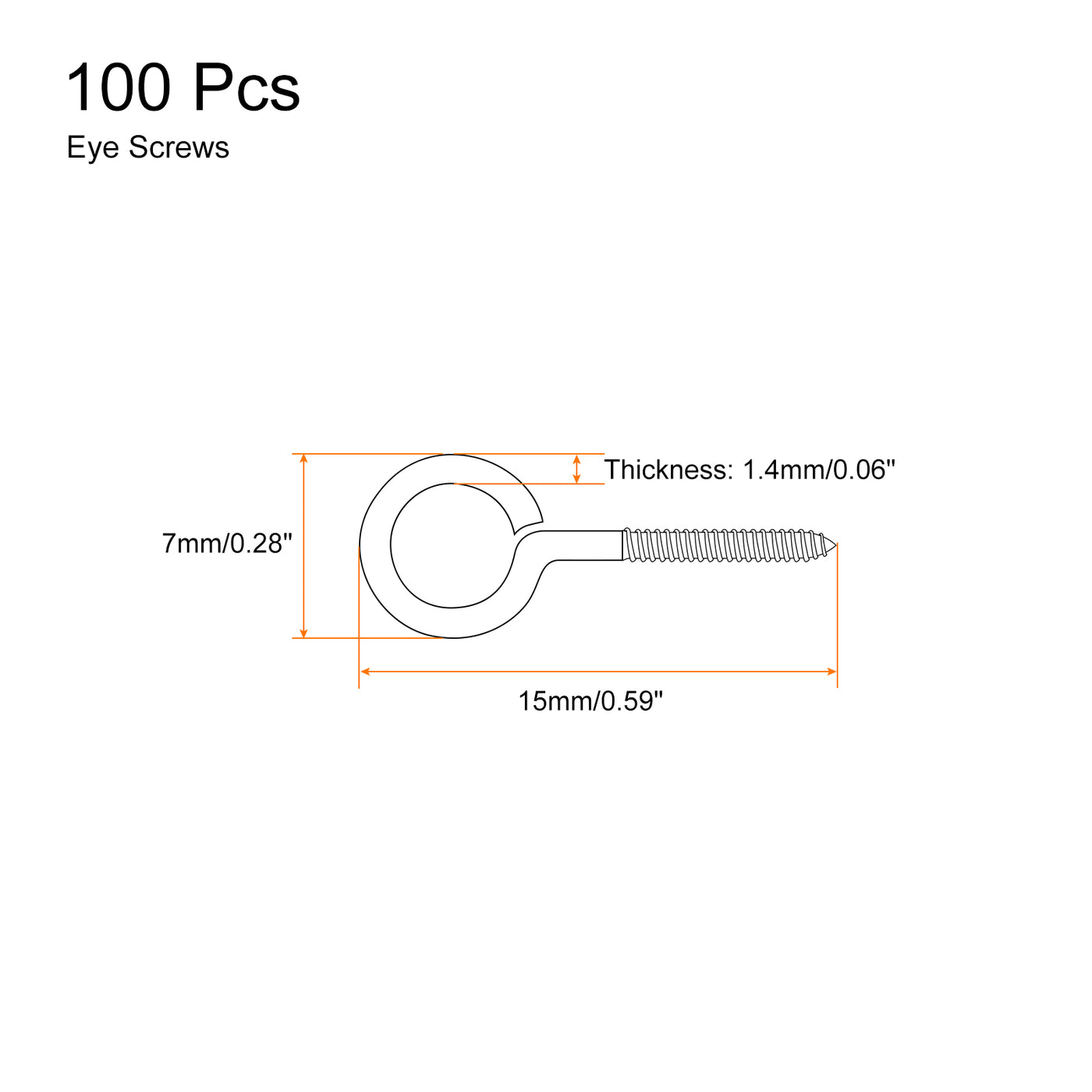 uxcell Uxcell 100Pcs 304 Stainless Steel 15x7mm Small Eye Screws Mini Eye Pins, Silver