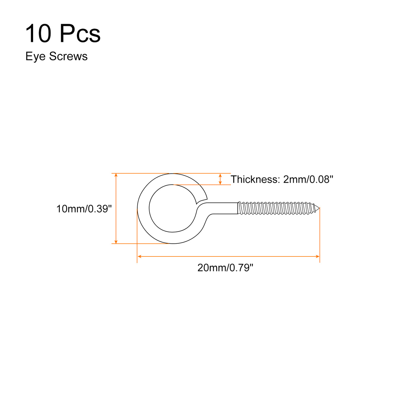 uxcell Uxcell 10Pcs 304 Stainless Steel 20x10mm Small Eye Screws Mini Eye Pins, Silver