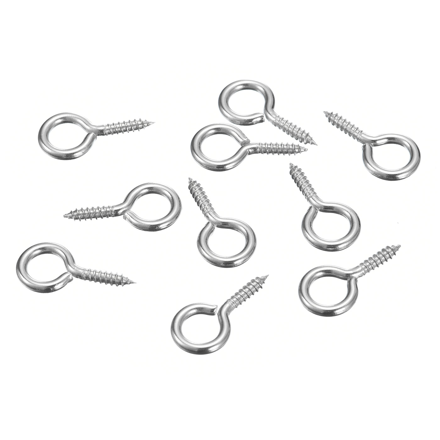 uxcell Uxcell 10Pcs 304 Stainless Steel 20x10mm Small Eye Screws Mini Eye Pins, Silver