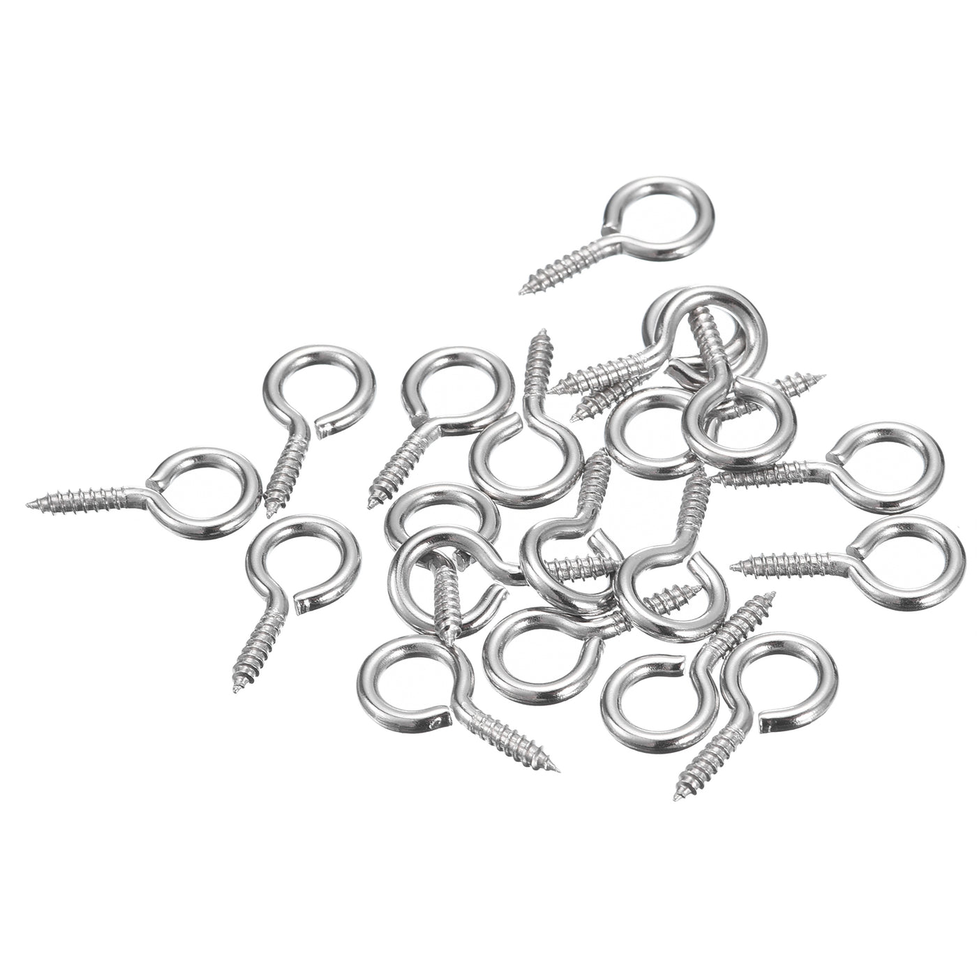 uxcell Uxcell 20Pcs 304 Stainless Steel 20x10mm Small Eye Screws Mini Eye Pins, Silver