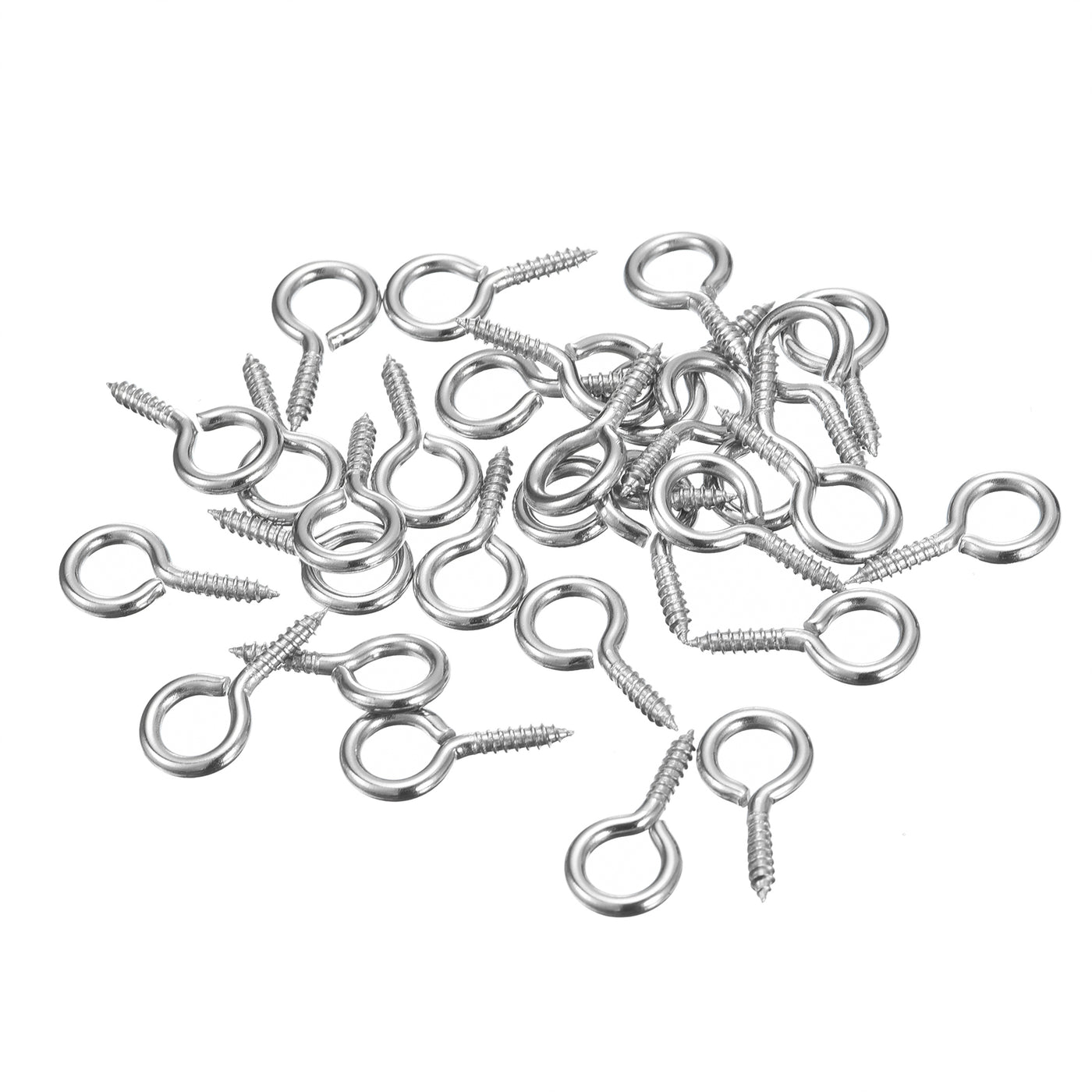 uxcell Uxcell 30Pcs 304 Stainless Steel 20x10mm Small Eye Screws Mini Eye Pins, Silver